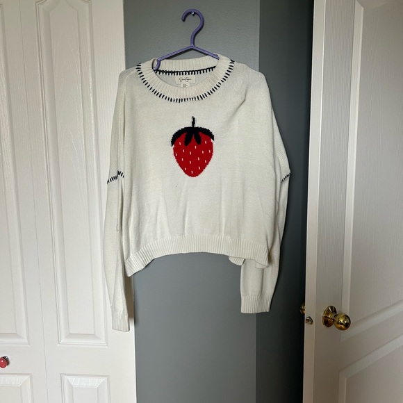 Jessica Simpson Sweaters - Jessica Simpson White Sweater with Red Strawberry Design